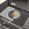 Stripe Floral Diatomite Bath Mat Non-Slip Super Water Absorbent Quick Dry Shower Floor Rug Grey Household Bathroom Mat