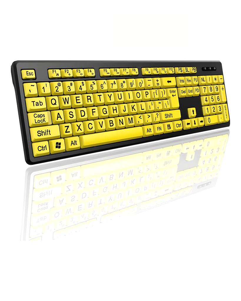 Wired Keyboard - Yellow Large Character Keyboard for Elderly,High Compatibility USB Plug-and-Play