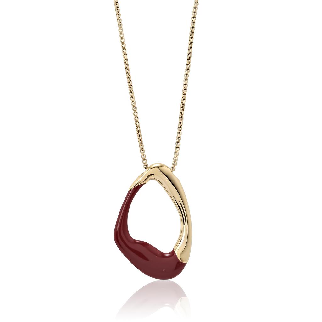 Skagen Women's Liquid Metal Gold-Tone Stainless Steel Pendant Necklace with Dipped-in Cranberry Enamel, SKJ1767710