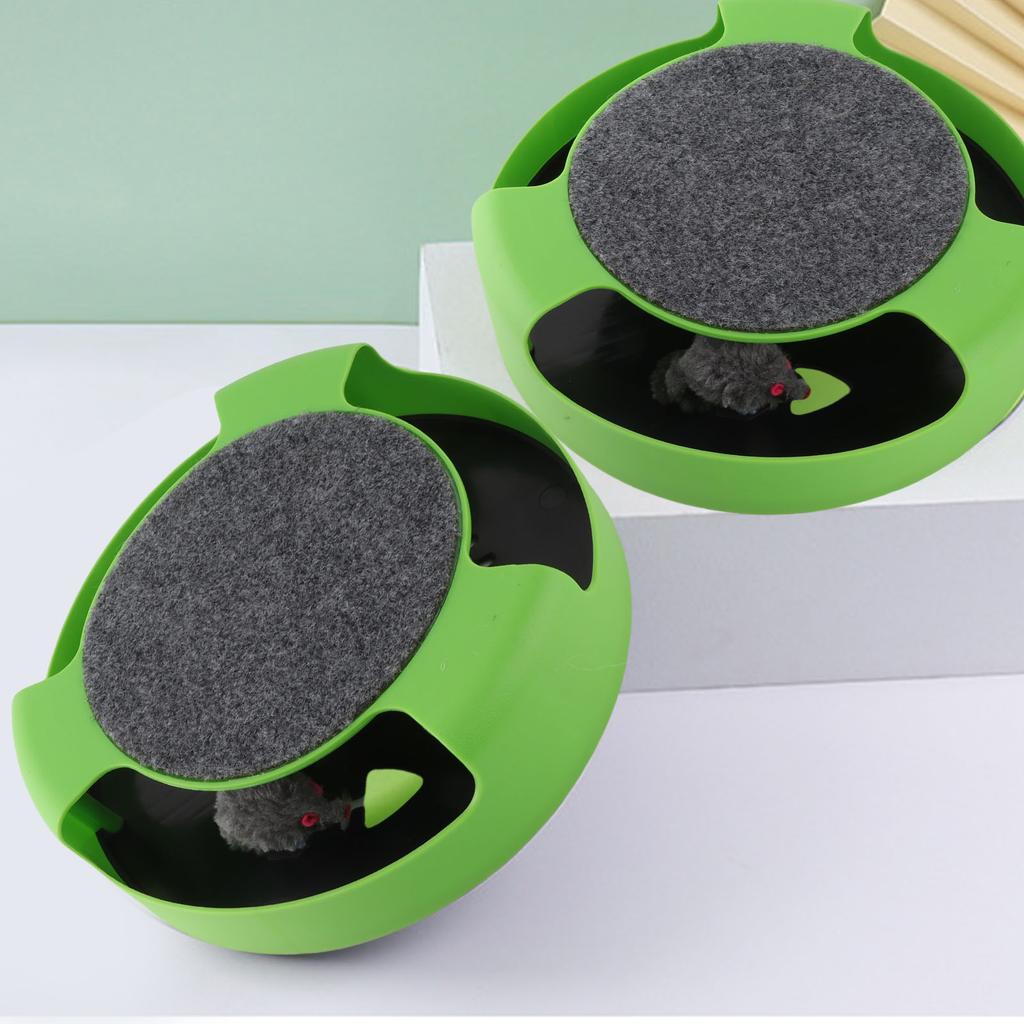 Catch Mouse Motion Cat Toy Interactive Fun Puzzle Rotating Cat Mouse Chase Toys with Scratching Pad for Cats Kittens