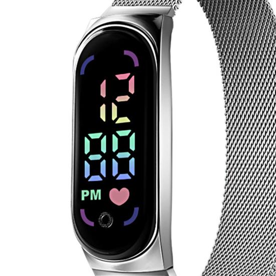Relógio Eletrônico Magnético Multifuncional Ajustável Tela LED À Prova d'Água Mostrador Retangular Relógio de Estudante Uso Diário