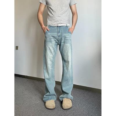 Autumn And Winter New American High Street Washed Light Colored Jeans For Men And Women Straight Leg Slightly Flared Loose Wide Leg Pants