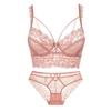 Sexy Bra Set Lace Underwear Ultra-thin Sponge-free Large Size Underwear Large Chest Display Small Anti-sag Push-up Bra Briefs Set