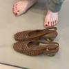 2025 New French Temperament Woven Bag Head Sandals Women's Rear Strap Thick Heel Small Fragrant Square Head Mary Jane Single Shoes
