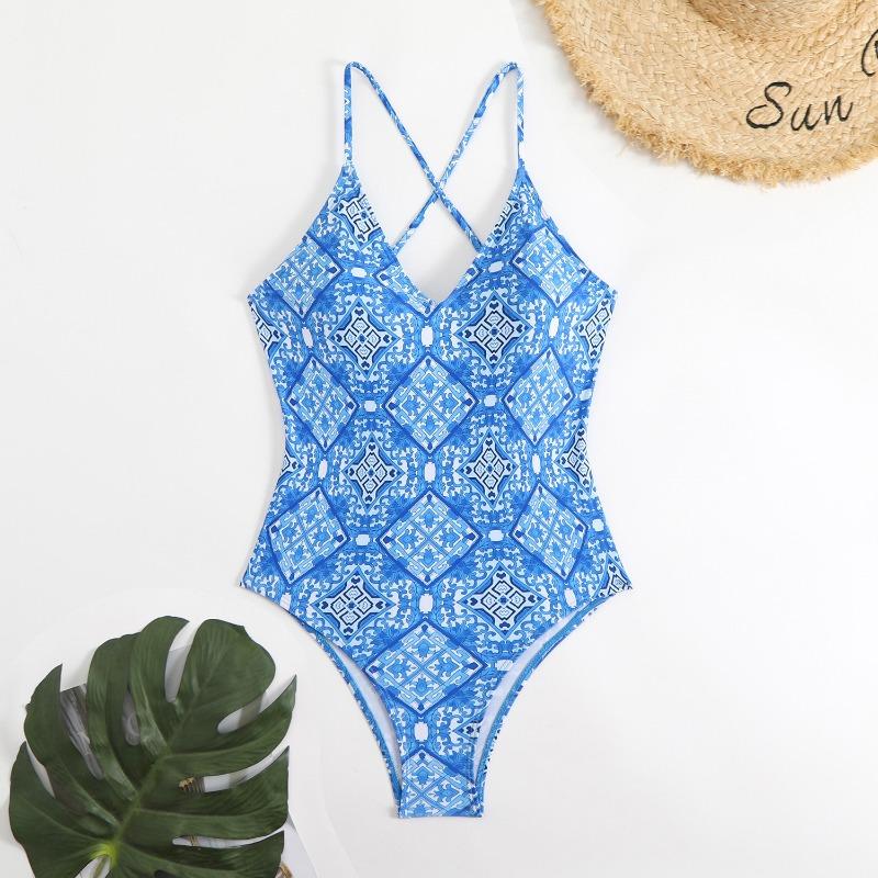 New bikini women's one-piece swimsuit digital printing swimsuit fashionable and sexy suspender swimsuit