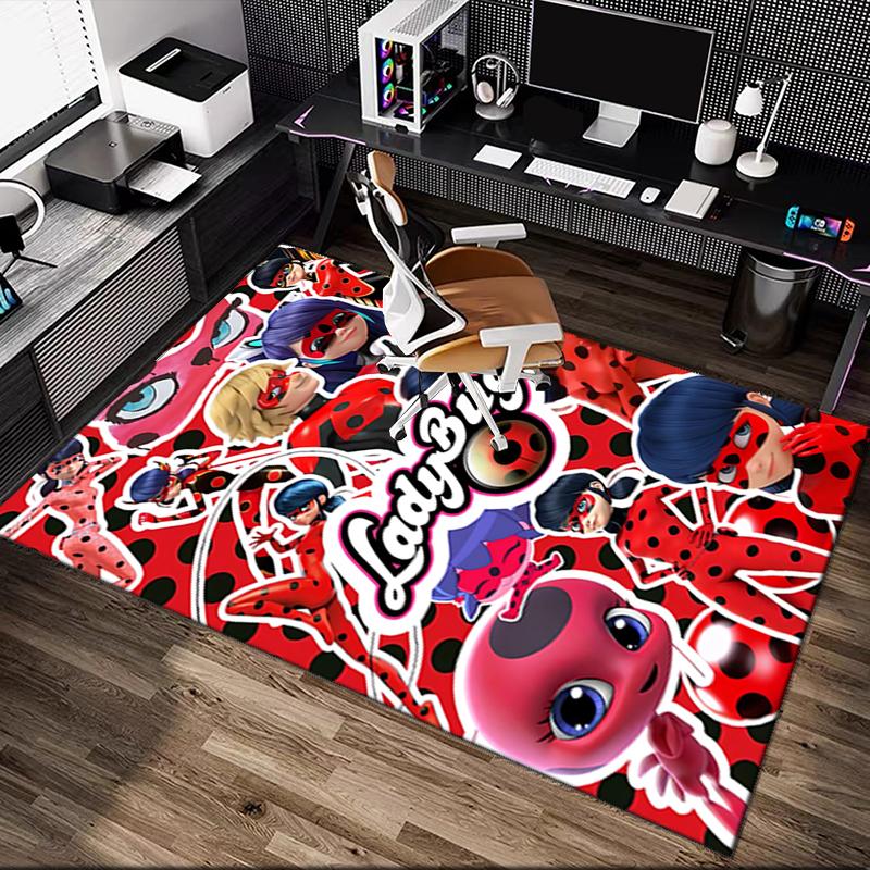 [Ladybug Printed Carpet] Durable Home and Office Area Rug, Kitchen Farmhouse Decorative Floor Mat