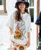 [go Slow Caravan] 341963 DOMDOM×gsc Miso Peach Chicken Burger Elephant BIG TEE White L