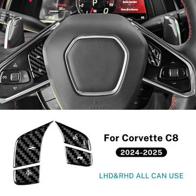 Carbon Fiber Steering Wheel Handles & Covers for Chevrolet Corvette C8 2020-2025 Hard Dry Interior Trim