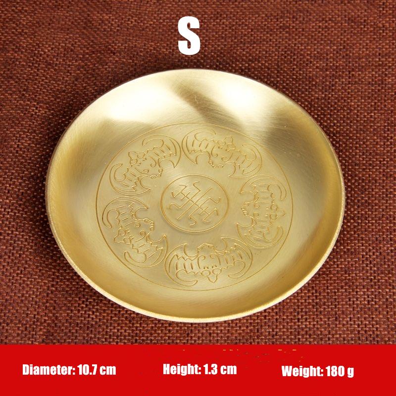 Buddhismus Kupferplatte 18cm Glückverheißende Tibetische Messing Gravur Schale Anbetung Für Buddha Obstschale Schreibtisch Heim Geschenk Dekorativ