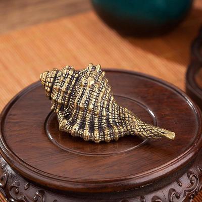Brass Conch Copper Crafts Sea Animal Figurine 8.8cm Mini Decorative Ornament for Cabinets
