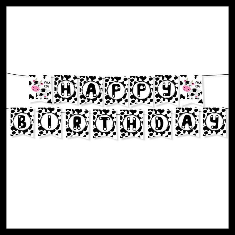 Farm Animal Cow Theme Party Supplies With Paper Flags Balloons Events Birthday