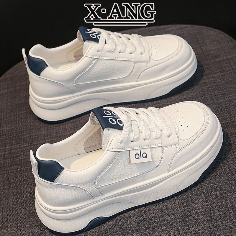 First layer cowhide little white shoes women's shoes autumn new versatile student shoes thick baseplate shoes casual sports shoes