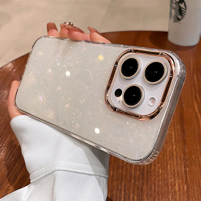 Suitable for IPhone 16 Dreamy Glitter Pink Shell Pattern Phone Case Apple 16 Pro Max Anti Drop Premium Phone Case