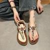 Fashion Summer Designer Casual Bohemia No Heel Sandals for Women 2025 Comfortable Anti Slip Hot Luxury On Sale Wholesale Vip Woman Shoes