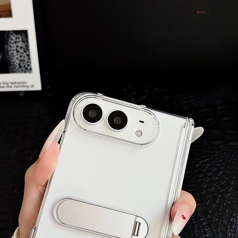 Duo Phone Case With Rotating Stand IPhone Clear Shockproof Slim Solid Color Men