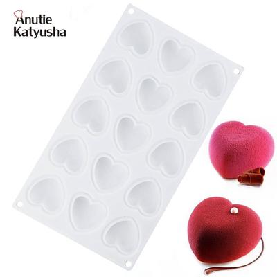 15 stampi in silicone a forma di cuore con cavità, mousse, cioccolato, dessert, stampi non tossici, strumenti per la decorazione di torte