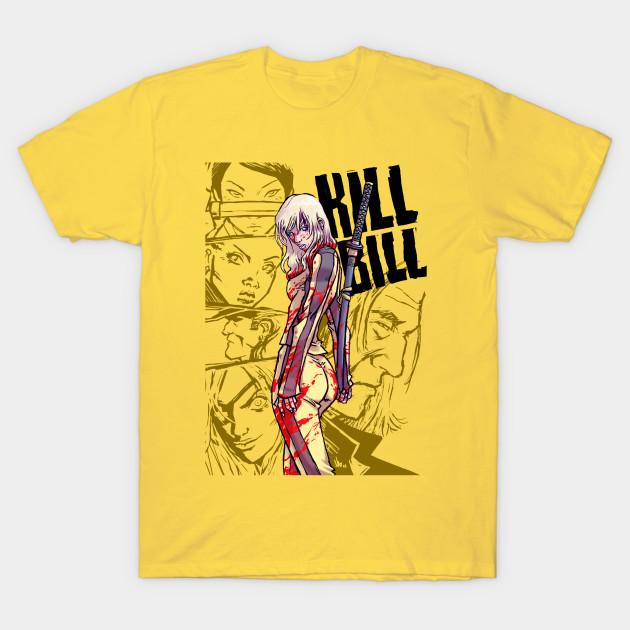 

Мужская черная футболка с принтом Kill Bill Печать на термотрансферной бумаге без вырезки Хлопковая футболка 4XL жёлтый