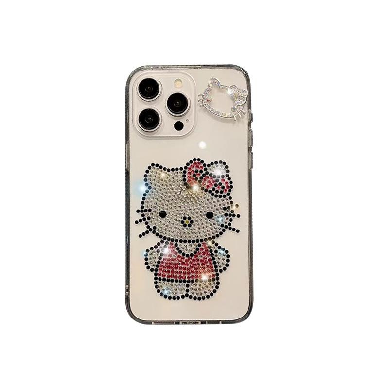 Applicable To Iphone17Pro Rhinestone Kt Cat Mobile Phone Case Apple 16 Advanced Sense 15Promax Transparent Luxury Women