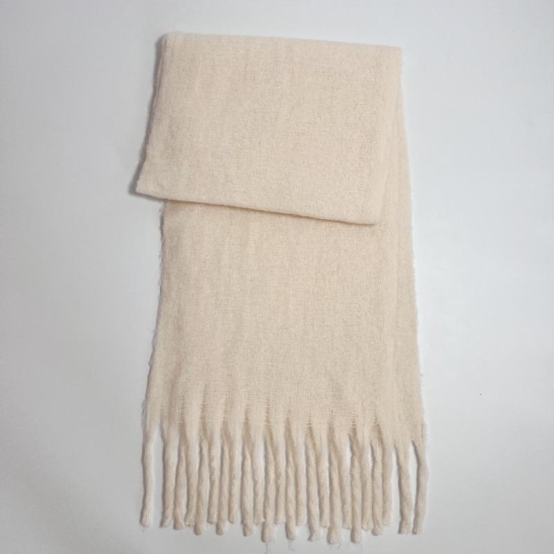 Versatile Mohair Solid Color Scarf Women's Winter Thickening Simple Warmth Enlarged Shawl Scarf