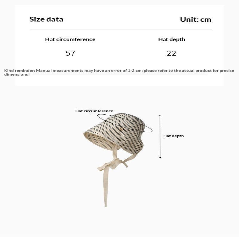 Breathable Striped Linen Sun Bonnet With Adjustable Chin Tie Uv Protection For Beach Vacation Outdoor Use