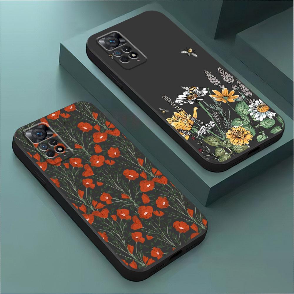 Butterfly Flower Art Phone Case for Xiaomi Redmi Note 11S 9S 9 8 7 10 11 Pro 13 Pro 9T 12 10S 12S 8T TPU Soft Cover