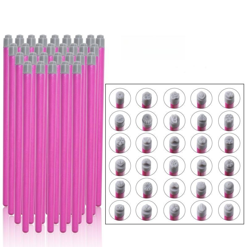 30 Silicone Head Nail Stamping Pens for Floral Designs, a Tool for Transferring Nail Art