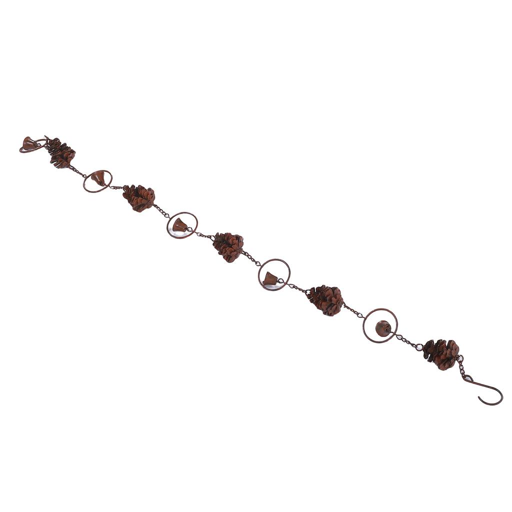 Rain Chain Pine High Efficiency Iron Decorative Rain Catcher Chain with 5 Pine Cones and 5 Bells for Yard Garden