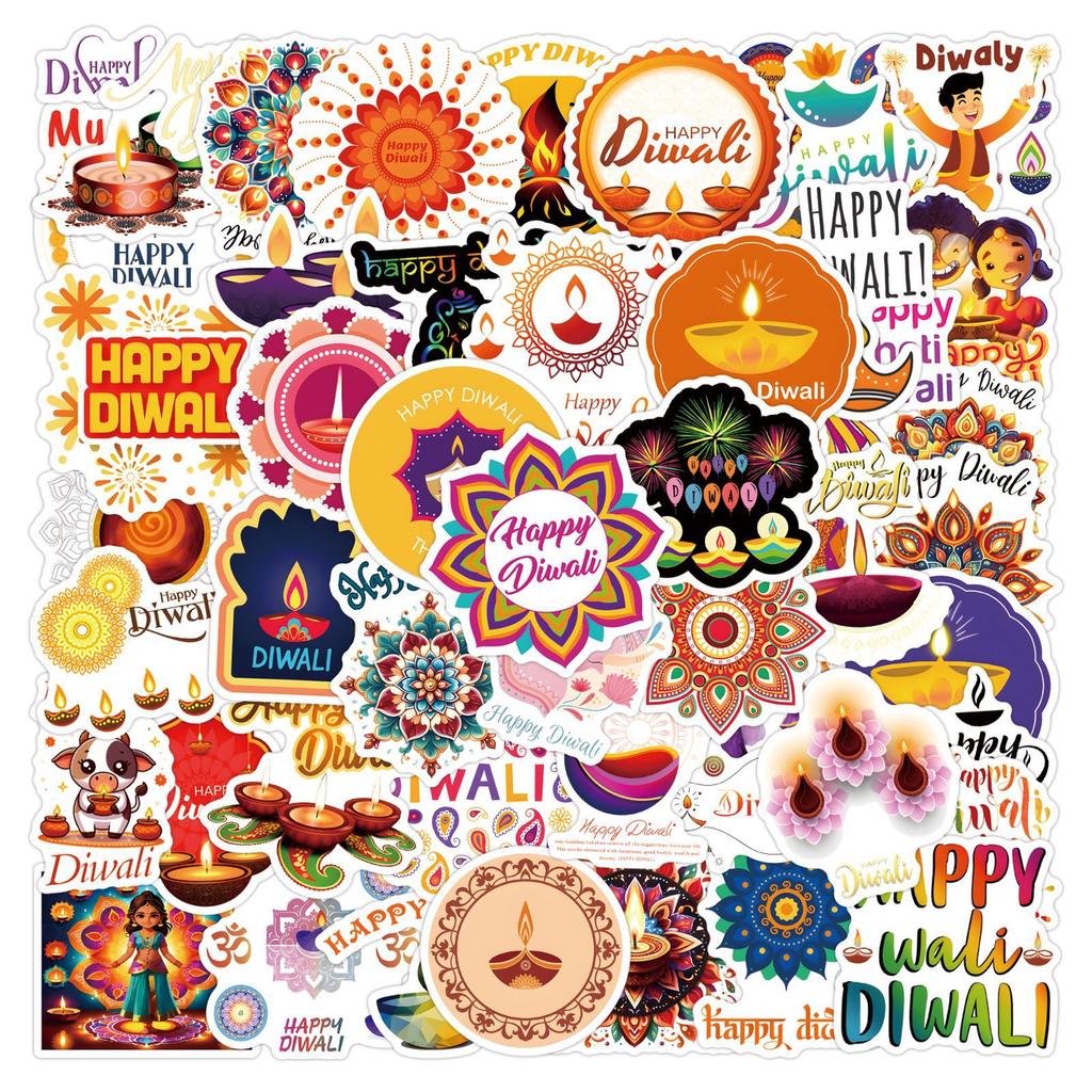 55 New Happy Diwali Graffiti Stickers Decorate Suitcase Laptop Mobile Phone Stickers