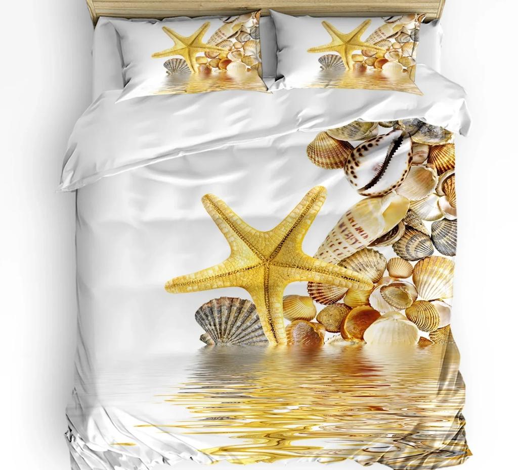 Comforter Shell Starfish With Custom 3 Pcs King Size Blue Ocean Coral Bedding Set Home Textile Room Decoration