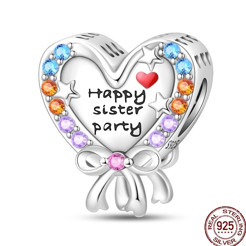 100% Copper Sister Friend Charm Love Heart Blessing Series Suitable For 3Mm'S Bracelet Ladies Fine Jewelry Gift