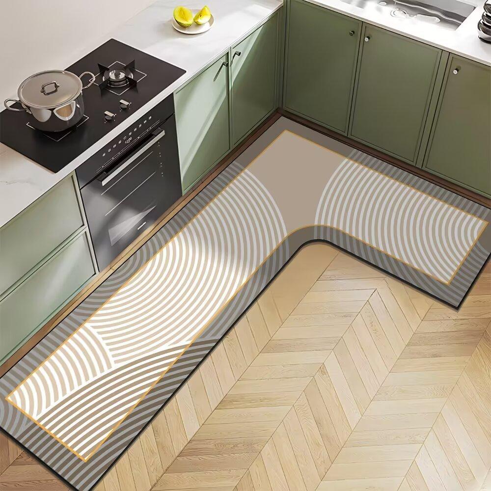 Nordic Light Luxury Diatom Mud Household L-shaped Kitchen Floor Mat Water Absorption  Anti-slip  Quick-drying and Easy-to-maintenance Floor Mat