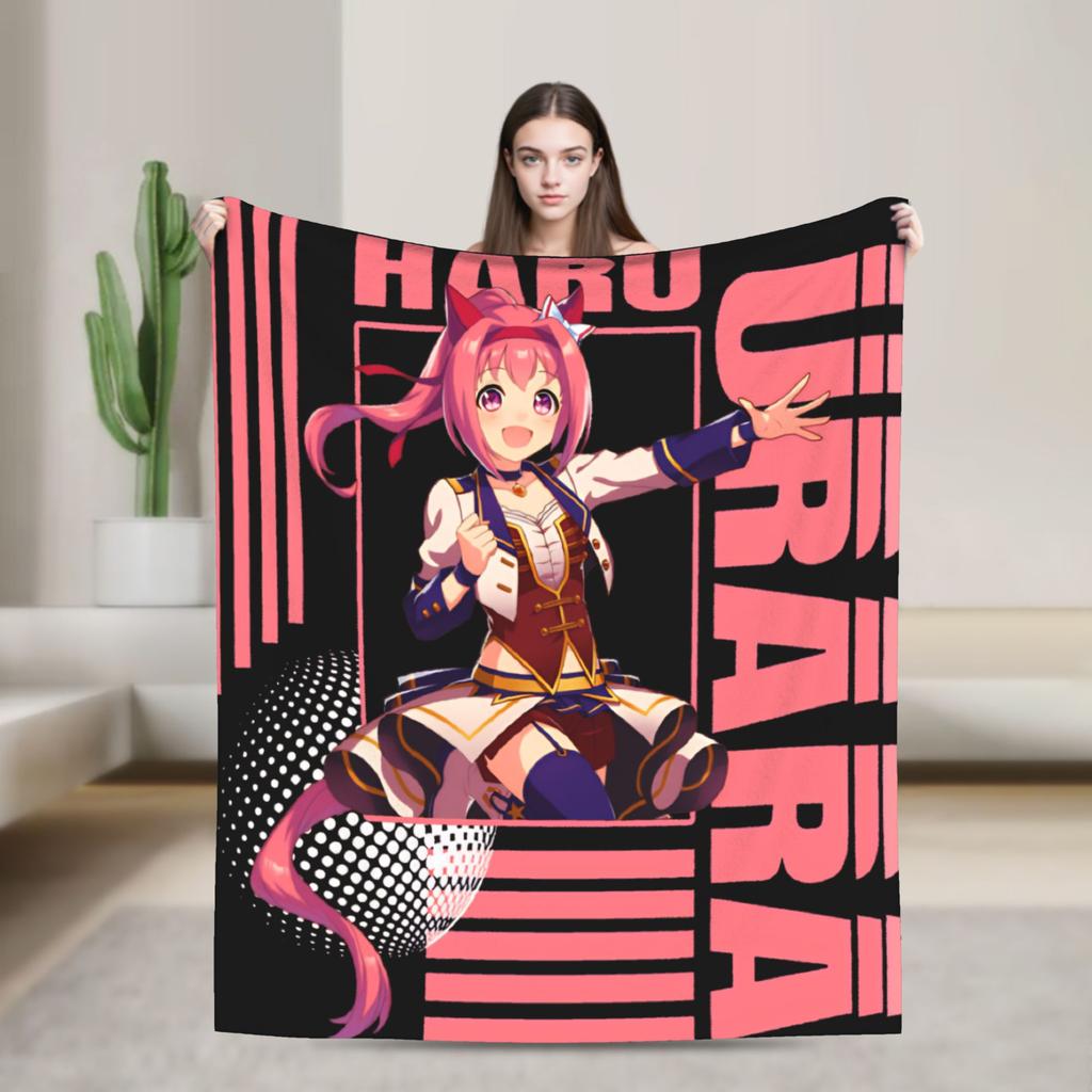Haru urara Warm Soft Blanket  Girls Boys Plush Throw Blanket Print Bedroom Flannel Bedspread Sofa Bed Cover