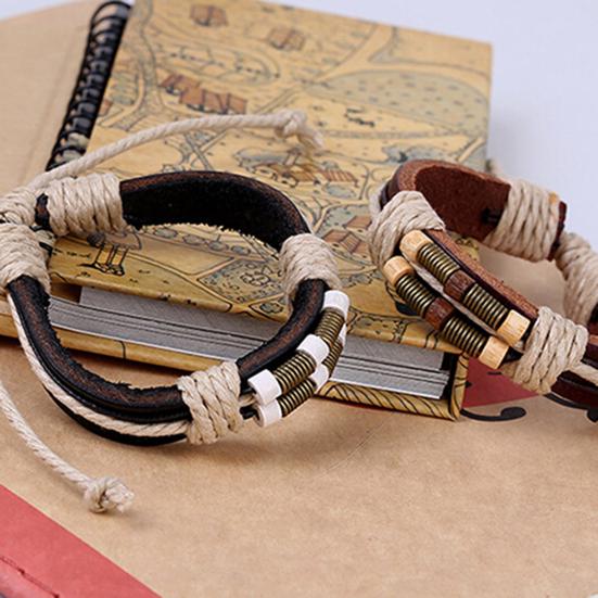 Bracelet Multilayer Punk Style Faux Leather Unisex Braided Bracelet for Party