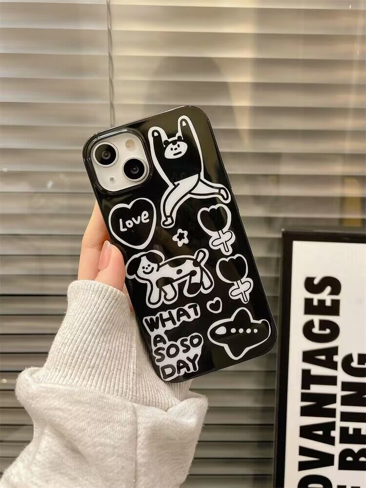 

Новый ударопрочный чехол-желе из силиконового геля Черный для iPhone 16 15 14 13 12 11 Pro Max XS XR 7 8 Plus С рисунком-иллюстрацией щенка TPU&Case&iphone11 Pro(5.8 )