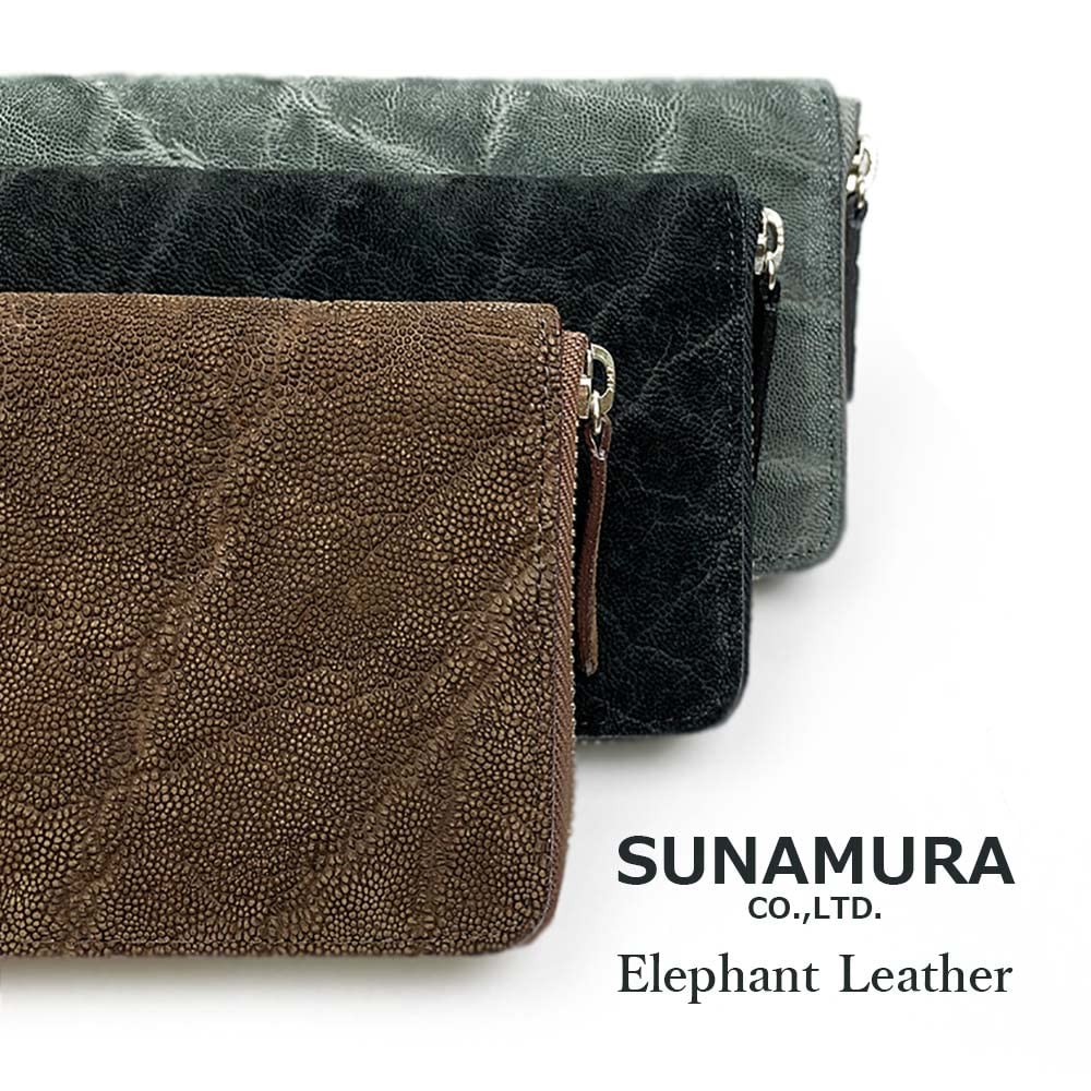 3 SUNAMURA Sunamura Made in Japan High Quality Elephant Leather Round Zipper Long Wallet Long Wallet Elephant Leather [TAKKA Shoji] [All colors]