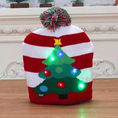 Strickmütze mit LED-Lichtern Weihnachtsmann Rentier Weihnachtsbaum Muster Winter Leuchtmütze Festliche Atmosphäre Accessoire