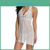 Enchanting Women Sexy Lingerie Dress Baby Doll Halter Lace Patchwork Sleepwear Nightwear