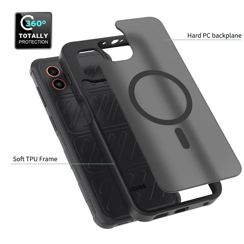 Skin Feel Shield Magnetic Case For Samsung Galaxy XCover7 Pro Magsafe Wireless Charging TPU Frame Hard Plastic Phone Cover