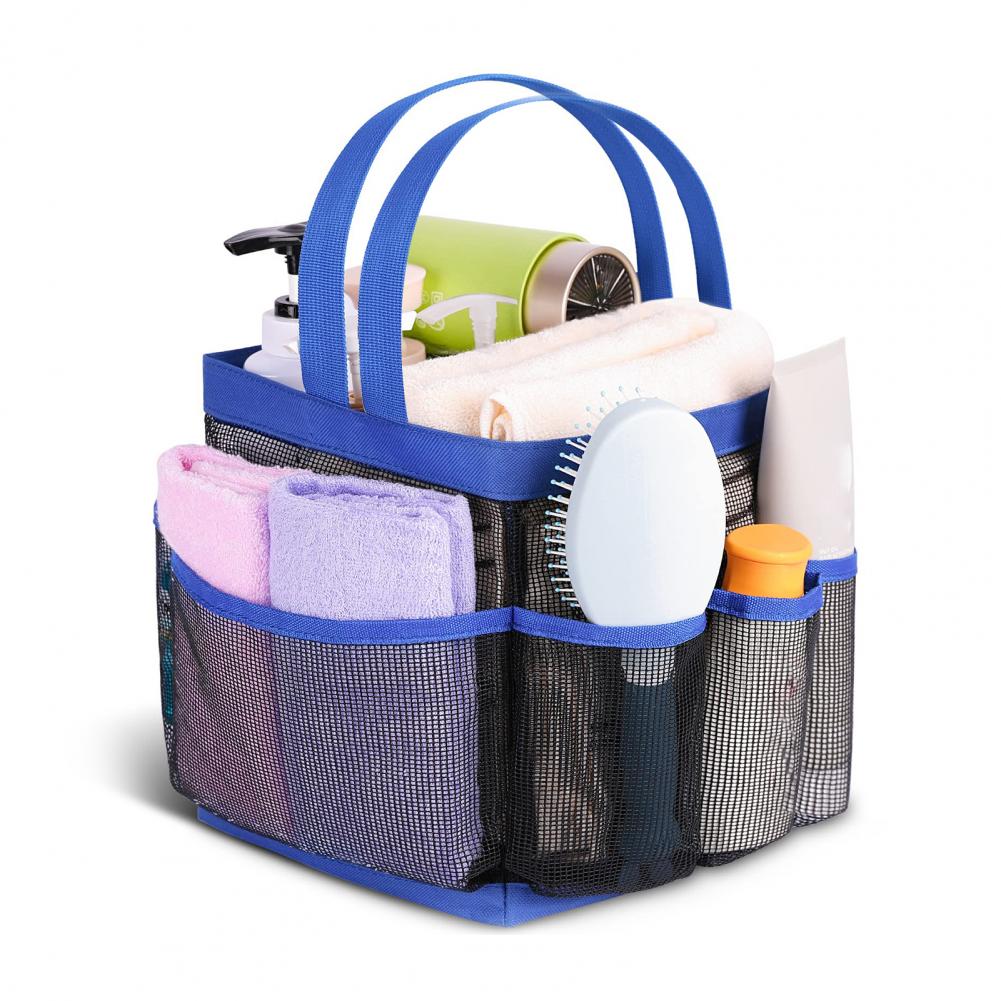 8Pocket Mesh Toiletry Bag Hanging Waterproof Bathroom Shower Bag Beach College Dorm Hanging Shower Organizer Portable Travel Bag