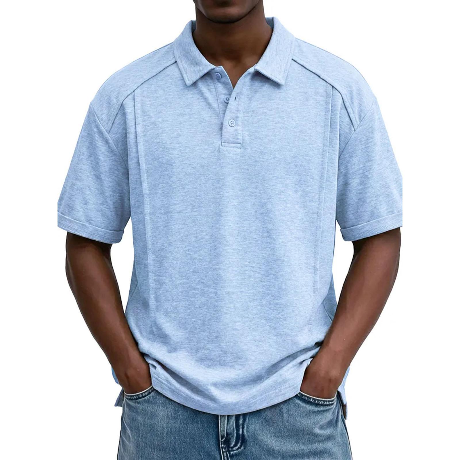 

Men s Casual Collared Lightweight Breathable Short-Sleeve Shirt XL світло-синій колір