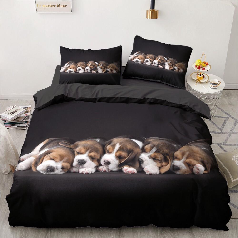 3D Animals Bedding Set Lovely Pet Black Dog Printed Duvet Cover Set Kids Adults Home Decor Single Queen King Size Gift Cute Dogs