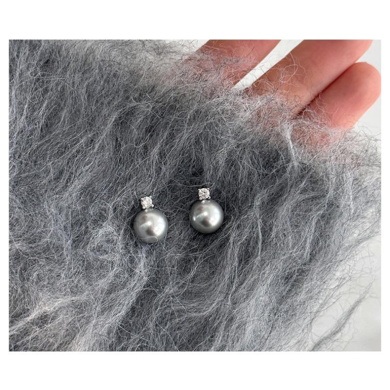 Classic Retro Elegant Pearl Zircon Stud Earrings 925 Silver For Women Jewelry