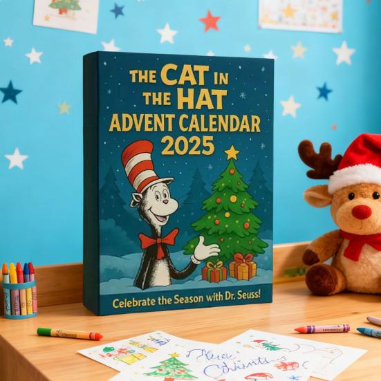 Katze mit Hut Adventskalender 24 Tage Cartoon Katze Sammlerstück Hängende Dekoration Weihnachts-Countdown-Kalender Box Feiertagsparty Geschenk