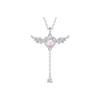 Summer New Heart Tassel Necklace Pink Crystal Pendant Wing Jewelry for Women