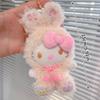Kawaii Hello Kitty Plush Toy Keychain Sanrio Rabbit Ears Kt Cat Soft Stuffed Doll Pendant Car Key Ring Backpack Bag Decor