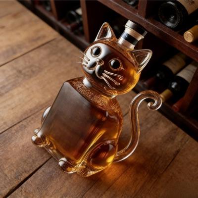 Cute Cat Shape Glass Whiskey Decanter - Creative Liquor Bottle for Home Bar Decor, Perfect Gift for Cat Lovers & Whiskey
