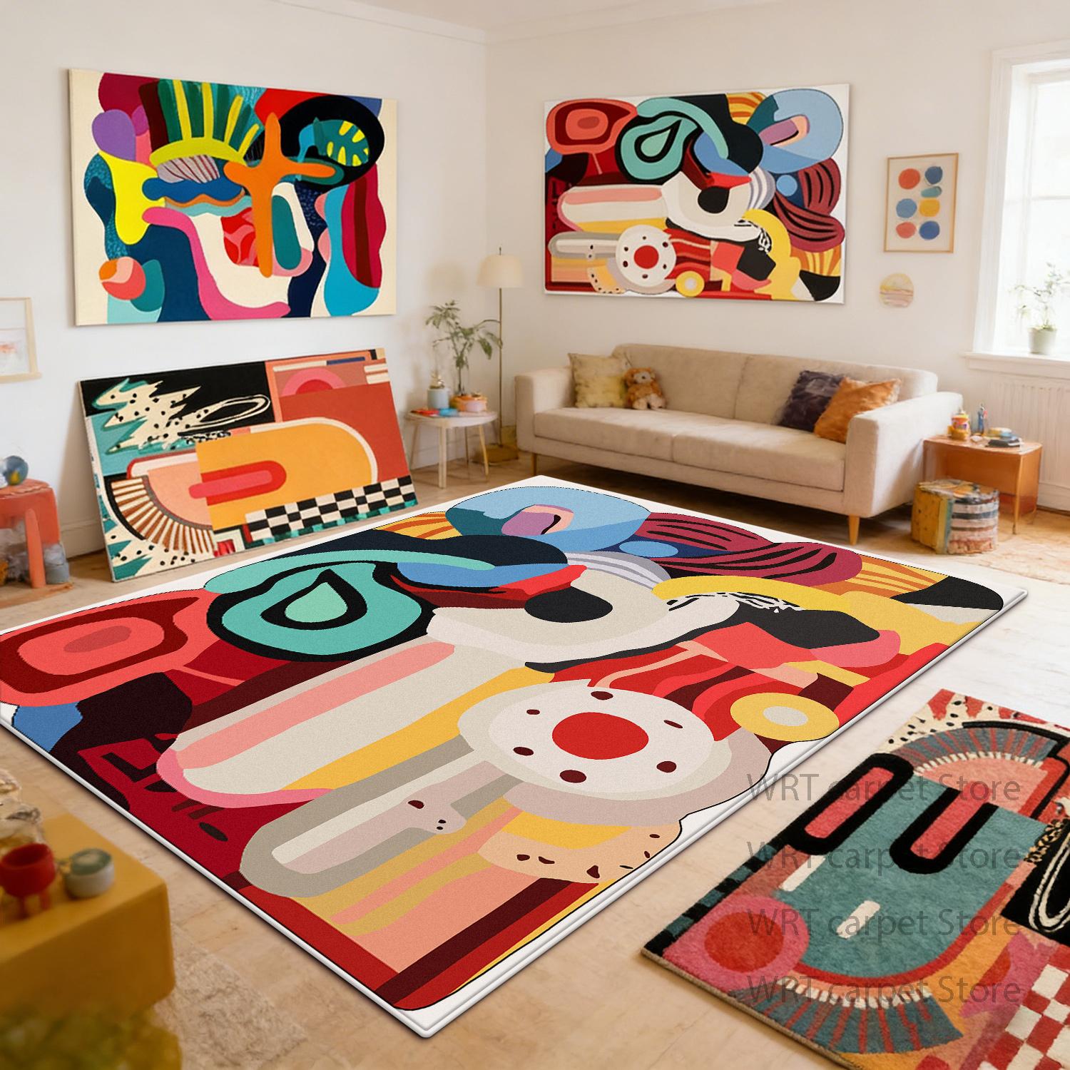 Abstract Art Style Living Room Carpet