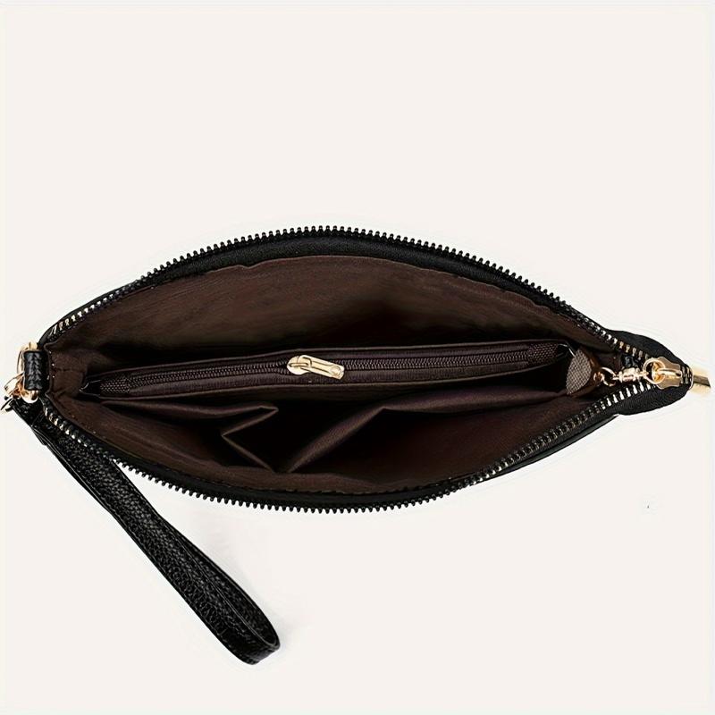 Flower Printed Crossbody Bag, Women's Multi Zipper Clutch Wallet, Fashion Shoulder Purses For Daily Use