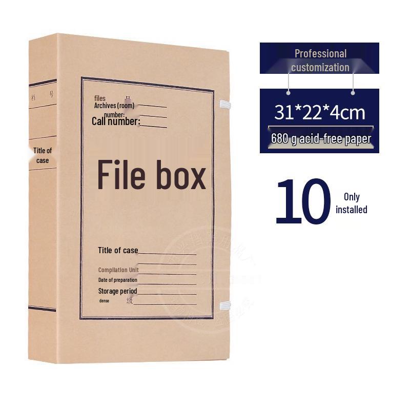 10cm Thick Extra Large Kraft Paper A4 File Box - Acid-Free Document Organizer