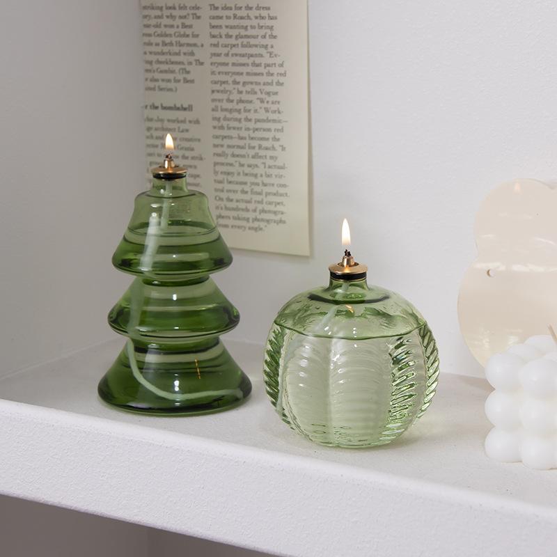 Creative Glass Christmas Tree Candle Holder Room Decoration Candle Holder Home Furnishing HomeDesktop Smoke Free Crispy Oil Lamp